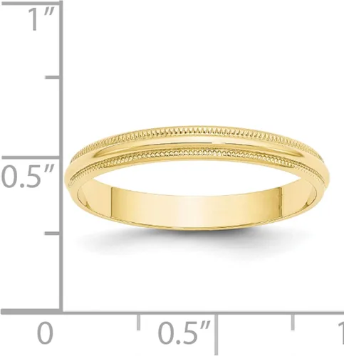 Miniatura 4 de Oro amarillo de 10 quilates 10Ky 0.118 in Ltw Milgrain Media Redonda Tamaño de banda 10 (Ancho3) - Jewelry By Sweet Pea, Metal Piedra