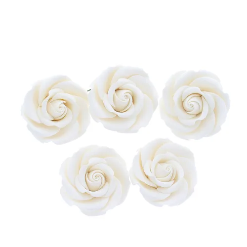 Miniatura 8 de Global Sugar Art Rebecca Rose Sugar Cake Flowers - Flores blancas de 2 pulgadas, 8 unidades por Chef Alan Tetreault Blanco 2 pulgadas