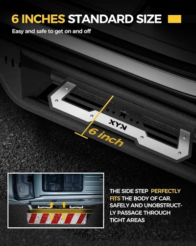 Miniatura 7 de KYX Estribos para Ford F150 2015-2024 2017-2024 F250 F350 Supercrew Cab, 3 peldaños laterales de tubo, diseño de dos escalones para puerta