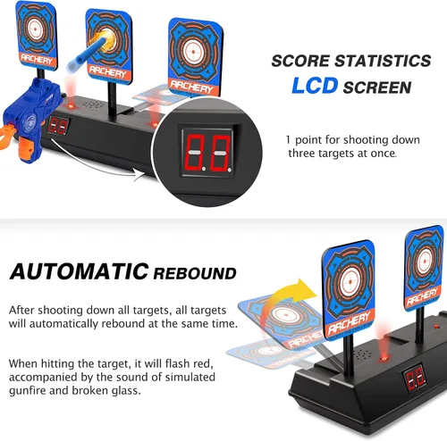 Miniatura 4 de KKONES - Objetivo de disparo digital con puntuación eléctrica y reinicio automático para pistolas Nerf