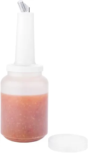 Miniatura 23 de Restaurantware Botella de plástico de almacenamiento de 2 cuartos de galón, con boquilla roja y tapa, botella de almacenamiento de barra, 4 3/4 Rojo