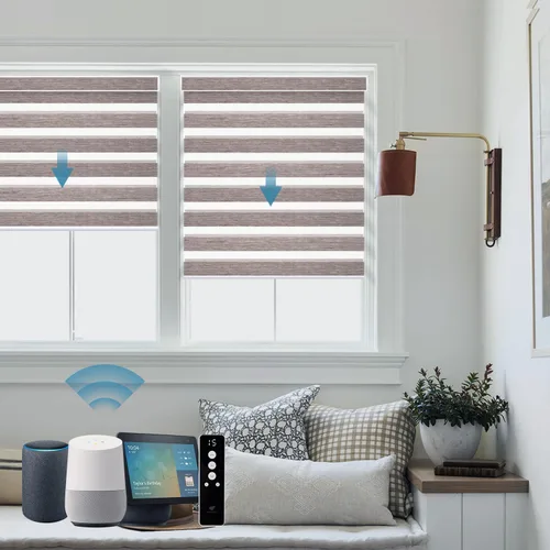 Miniatura 19 de SmartWings - Persianas motorizadas de cebra con control remoto, persianas de filtrado de luz inteligentes y semitransparentes para ventanas
