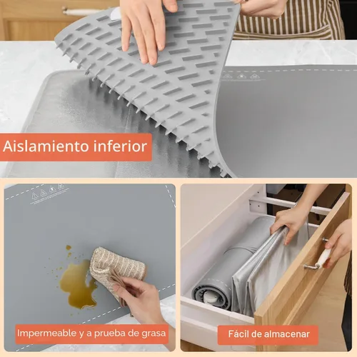 Miniatura 6 de FYY Tapete de calentamiento para alimentos con almohadilla resistente al calor, evita grietas en la encimera, mantiene la comida caliente, Gris