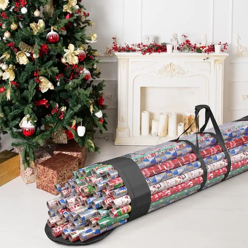 Miniatura 6 de ProPik Bolsa organizadora de papel de regalo para todos tus envoltorios y cintas de regalo, se adapta a rollos largos de 40 pulgadas, con capacidad