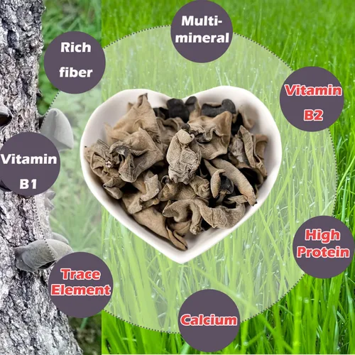 Miniatura 4 de VIGOROUS MOUNTAINS Hongo negro comestible orgánico seco hongo madera oído hongos Auricularia Auricula-judae para cocinar (4OZ)