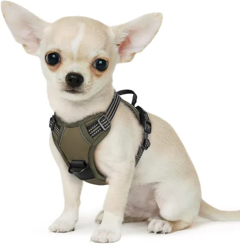 Miniatura 60 de Eagloo Arnés para perro pequeño, sin tirones, chaleco de servicio con tiras reflectantes y asa de control, ajustable y cómodo para caminar, arnés