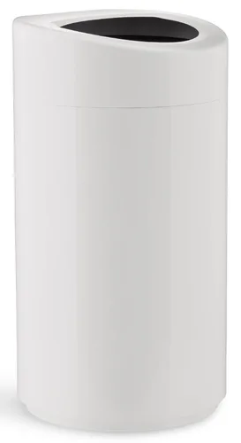 Safco Bote de basura con tapa abierta, 14 galones de acero inoxidable, moderno, para uso en interiores, color blanco
