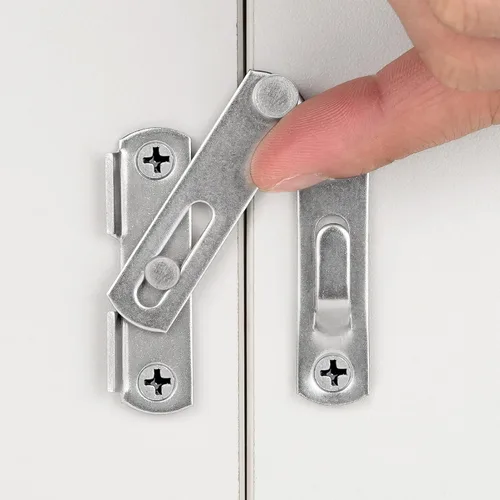 Miniatura 3 de INIRET Paquete de 4 pestillos para puerta de granero, 1.89 x 1.89 pulgadas, acero inoxidable de níquel cepillado para mascotas, pestillo de puerta