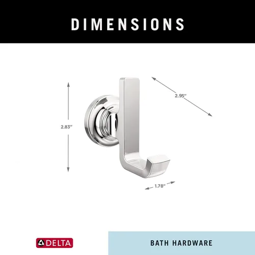 Miniatura 6 de Delta Tetra 78935 - Ganchos para toallas de baño, cromo pulido, doble J, para colgar en la pared para batas y toallas, soporte para toallas de mano