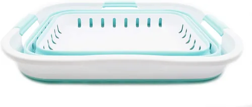 Miniatura 3 de SAMMART Cesta de plástico plegable de 3 asas de 30 litros (8 galones), contenedor de almacenamiento plegable y organizador para ahorrar espacio