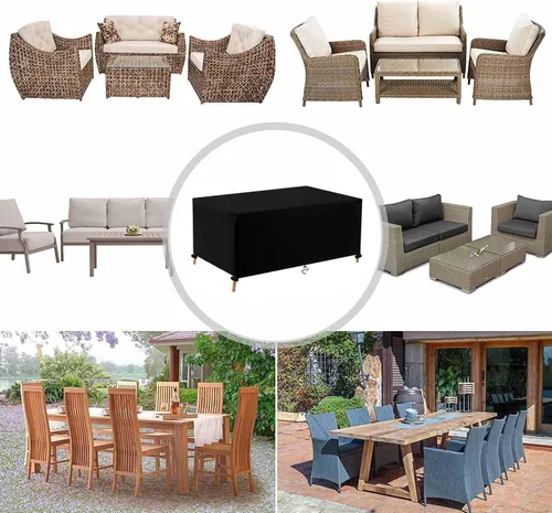 Miniatura 5 de Fundas para muebles de patio, fundas de mesa para exteriores, impermeables, rectangulares, 600D, fundas para muebles de exterior, a prueba