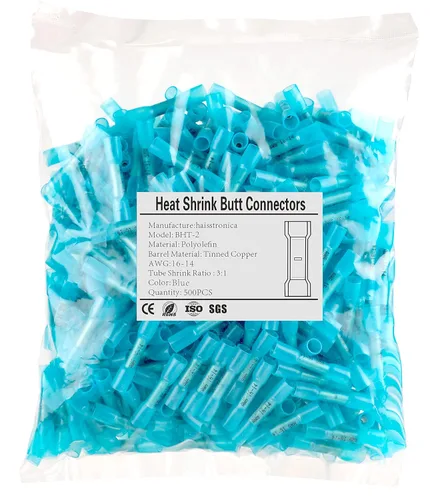 Miniatura 10 de 500 piezas de conectores de tope termorretráctiles rojos AWG22-16, conectores de cable termorretráctiles de grado marino haisstronica, cobre rojo