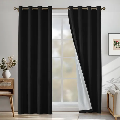 Miniatura 34 de Cortinas de lino 100% opacas para dormitorio, cortinas opacas de 45 pulgadas de largo, cortinas de oscurecimiento de habitación para sala de estar