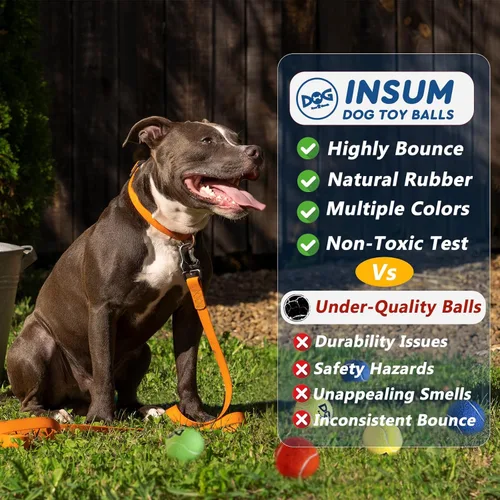 Miniatura 8 de INSUM Paquete de 20 pelotas de tenis pequeñas para perros, pelotas chirriantes de 2 pulgadas con bolsa de malla, certificado SGS, duraderas,