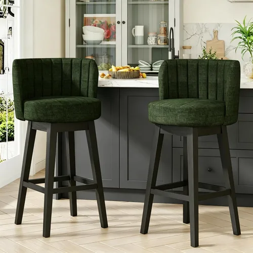 Miniatura 11 de COCO DESIGN - Juego de 2 taburetes de bar giratorios, 24" de altura del asiento, taburetes de bar de estilo moderno de mediados de siglo