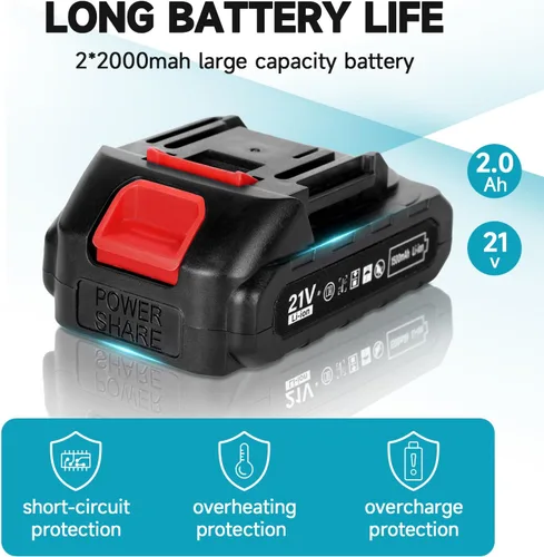 Miniatura 4 de Mini motosierra de mano inalámbrica de 6 pulgadas con engrasador automático, motosierra eléctrica portátil para cortar árboles/madera, bloqueo