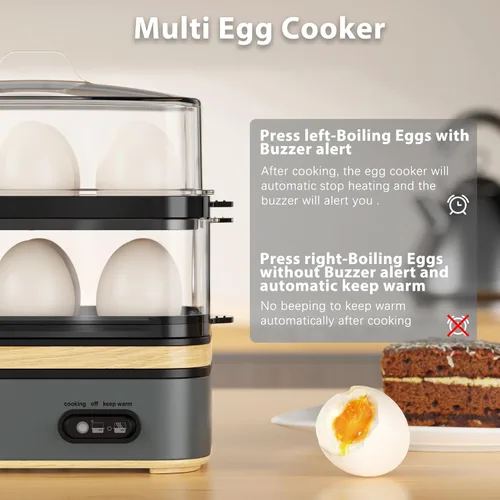 Miniatura 3 de Evoloop Olla rápida de huevos eléctrica con capacidad para 12 huevos, para huevos suaves, medianos, duros, escalfados, fabricante de tortilla, Gris