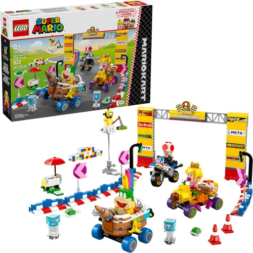 LEGO Super Mario: Mario Kart Baby Peach & Grand Prix Set Home Circuit - Juego de construcción de juguetes de Nintendo para niños, niñas y niños, a
