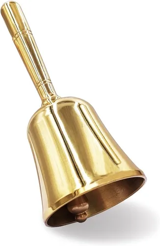 Hourwof Campana de llamada de mano fuerte, campana de cena de latón macizo Campana de servicio Campana de entrenamiento para mascotas, cascabel de