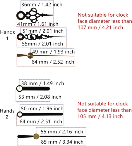 Miniatura 3 de TIKROUND Youngtown 12888 - Mecanismo de movimiento de reloj silencioso con 2 juegos de manecillas pequeñas de 0.748 in (3/4 pulgadas), longitud