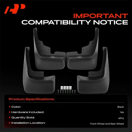 Miniatura 3 de A-Premium Juego de 4 piezas de aletas para guardabarros con kits de herrajes compatibles con Jeep Grand Cherokee 2005-2010, utilitario deportivo