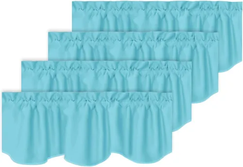 Miniatura 34 de Turquoize - Cenefa opaca para ventanas de cocina/baño/sala de estar/dormitorio con aislamiento térmico, cenefa festoneada con bolsillo para Aqua