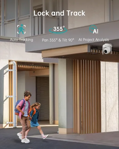 Miniatura 18 de ZUMIMALL - Cámara de seguridad de 3 MP para exteriores - 360° PTZ con seguimiento automático Grabación 24/7 con alimentación por cable, WiFi