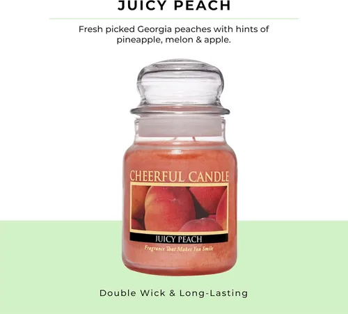 Miniatura 3 de A Cheerful Giver - Vela en tarro de vidrio perfumada Juicy Peach (6 onzas) con tapa y fragancia fiel a la vida, fabricada en Estados Unidos