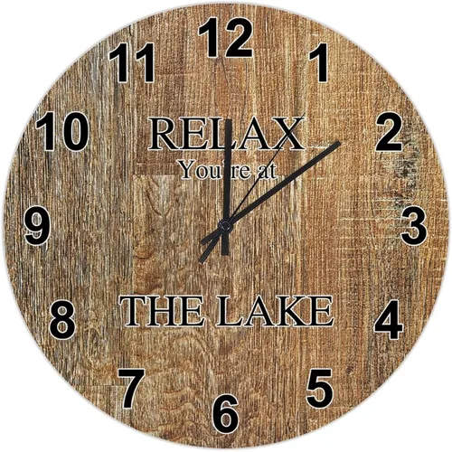 UFunhome Reloj de pared de granja Lake Relax You're at The Lake Silent Non-Ticking Vintage Country reloj de grano de madera a pilas para el hogar,