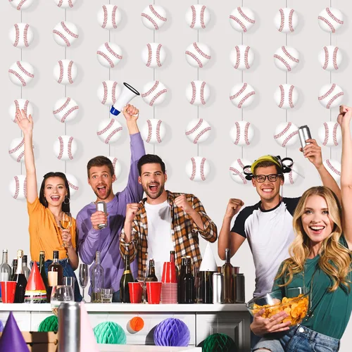 Miniatura 5 de Faccito 8 piezas de banderines de fiesta deportiva, decoraciones colgantes temáticas de deportes, guirnalda de papel para bolas de adolescentes