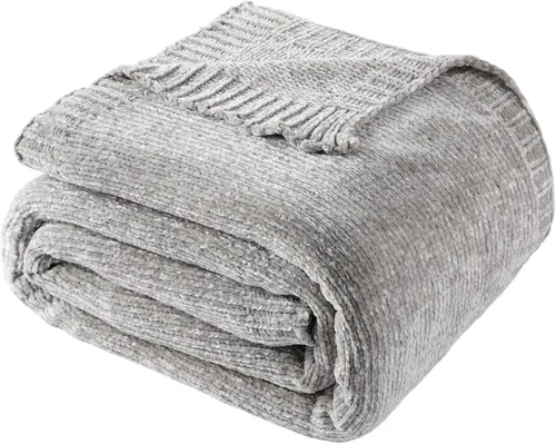 Miniatura 14 de BATTILO HOME Manta de Chenille Verde Oliva para Sofá, Acogedora Manta de Punto para Cama, Sofá, Exteriores, Súper Suave y Cálida, Mantas de Chenille