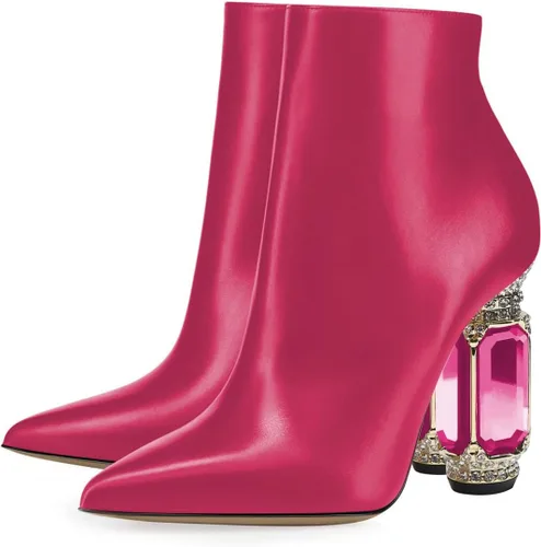 Miniatura 100 de FSJ Botas de tacón alto con punta puntiaguda para mujer, con tacón alto, con cremallera lateral brillante, estilo casual, para uso diario, zapatos