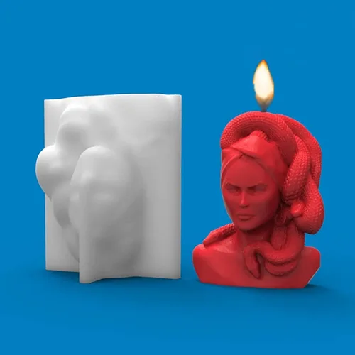 Miniatura 9 de Grainrain Moldes de velas de figuras, moldes de pilar – Gorgon Medusa – Moldes de silicona de fundición de resina para decoración del hogar