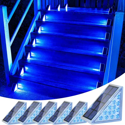 Miniatura 17 de VOLISUN Paquete de 8 luces solares para escaleras, 7 colores fijos, luces solares para escalones al aire libre, impermeables, IP67, luz LED