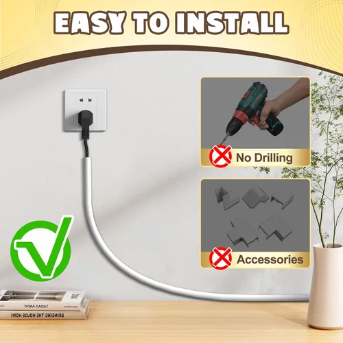 Miniatura 5 de Ocultador de Cable de Pared de 39 Pulgadas, Ocultador de Cable de Silicona Autoadhesivo, Cubiertas de Alambre Flexibles para Cables, Cubierta