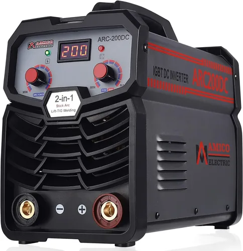Máquina de Soldadura Profesional Amico, Soldador de Arco de Palo DC de 200 Amperios, Ciclo de Trabajo del 80%, Voltaje Amplio de 100~250V