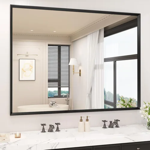 Miniatura 51 de JISOSO - Espejo de baño de 24x36 pulgadas con marco de metal cepillado color níquel, espejo con marco de metal cepillado plateado para pared, espejo