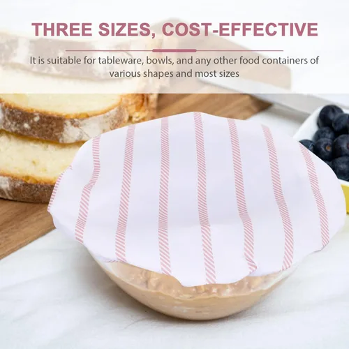 Miniatura 8 de Fundas reutilizables de tela de algodón para tazones: fundas elásticas lavables para almacenamiento de alimentos, 3 unidades, bolsas