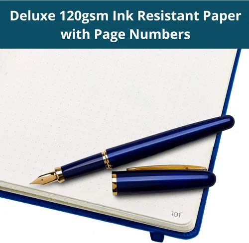Miniatura 3 de Diario grueso de puntos, cuaderno de tapa dura A5, papel a prueba de tinta de 120 GSM con cuadrícula de puntos de 0.197 in, números de página