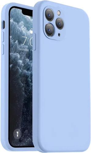 Vooii Funda compatible con iPhone 11 Pro, silicona líquida mejorada con bordes planos, protección de cámara, forro de microfibra antiarañazos suave,