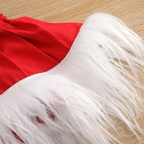 Miniatura 6 de Mameluco de tutú esponjoso de Navidad de felpa de Papá Noel de cintura alta con cuello y espalda descubierta