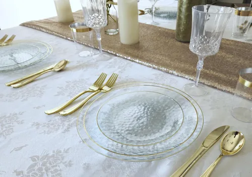 Miniatura 7 de Ocasiones" Paquete de 50 platos (25 invitados) - Juego de platos de plástico desechables para fiestas de boda pesados, cena de 25 x 10 pulgadas +