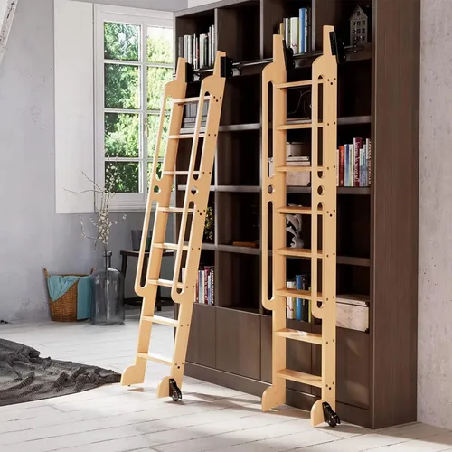 Miniatura 2 de Kit de herramientas de escalera de biblioteca rodante, rodillo superior telescópico, multiusos para escaleras lofts/estantería