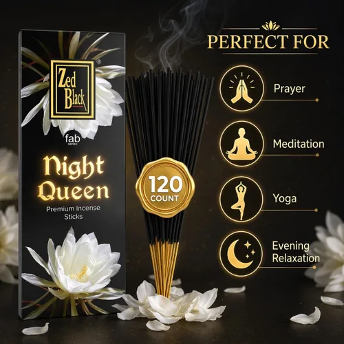 Miniatura 4 de Night Queen - Varitas de incienso 120 unidades Relajación premium Aroma de yoga y meditación ZED BLACK Reina de la noche