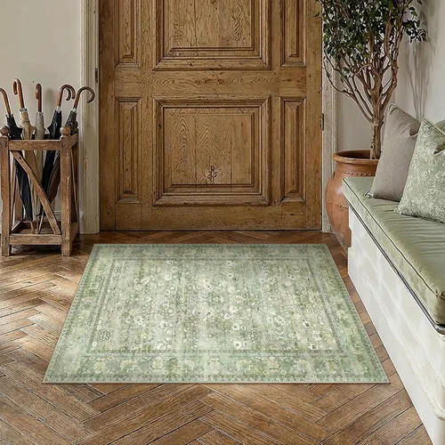 Miniatura 83 de HUGEAR 8x10 Alfombras lavables a máquina color marrón para pasillo, alfombra grande de área interior, alfombra de acento floral, alfombra de pelo