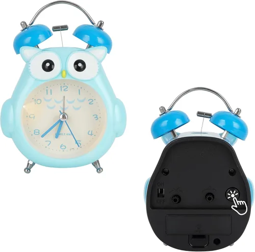 Miniatura 7 de Reloj despertador para niños, diseño de búho de dibujos animados, timbre fuerte, despertador, sin tictac, reloj de escritorio con luz nocturna