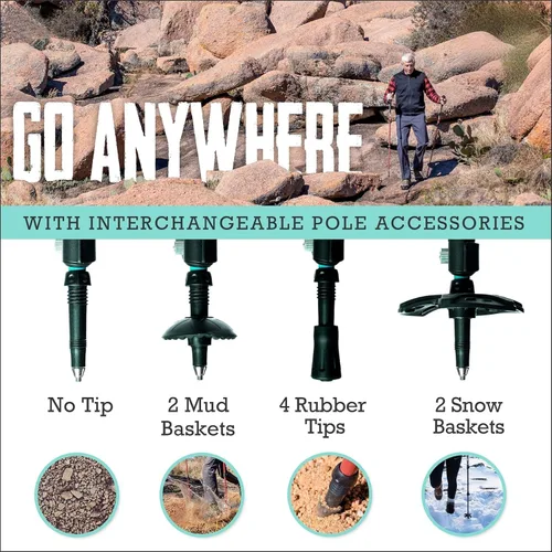 Miniatura 4 de Bastones de senderismo, paquete de 2 bastones de senderismo ligeros y plegables para raquetas de nieve y equipo de mochilero, bastones