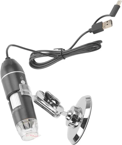 Miniatura 9 de Ciciglow Microscopio digital portátil de mano, 50-1600X con LED ajustable y soporte, USB para teléfono móvil Android portátil