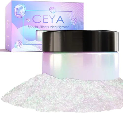 Ceya Polvo Mica Camaleón, 50g/1.8oz Aurora Cromo Polvo para Uñas de Efecto Nacarado, Pigmento de Cambio de Color de Grado Cosmético para Resina