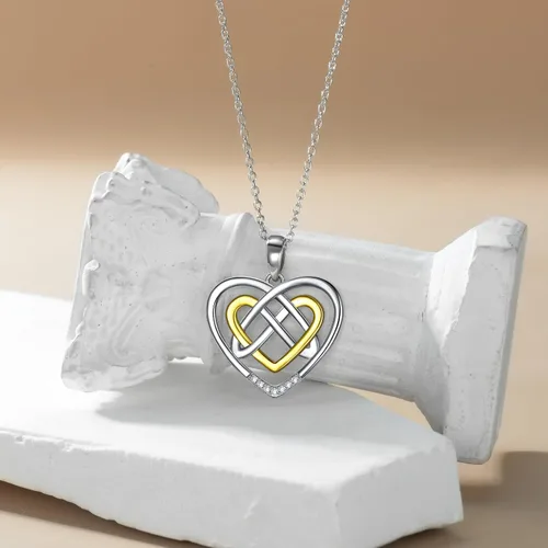 Miniatura 4 de LWXIE Diamond Heart Necklace 925 Sterling Silver Sea Turtle Flamingo Fox Rose Flower Mushroom Frog Teddy Bear Gymnast Butterfly Feet Three Hearts